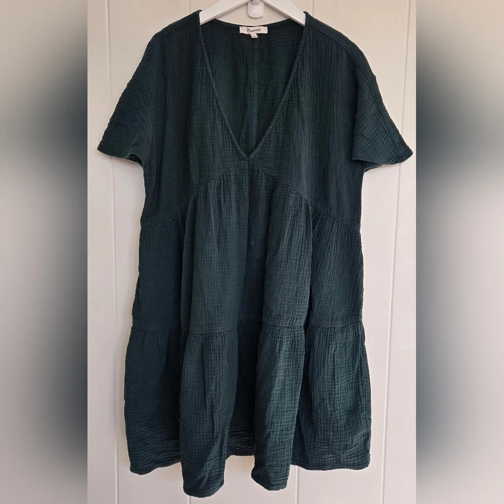 Madewell Lightspun Popover Tiered Mini Dress Size M - Picture 4 of 14